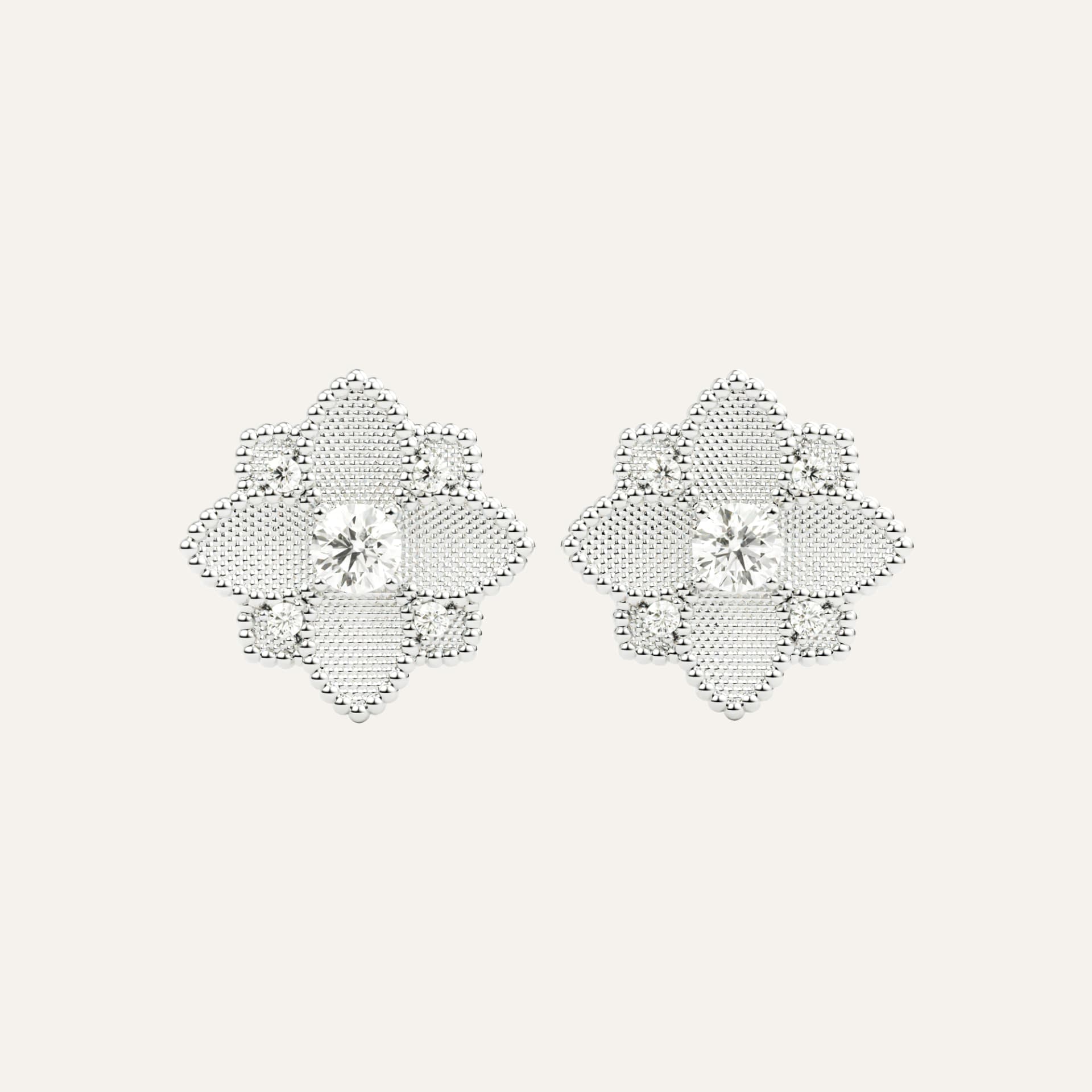 Hortensia Grande Earrings - White Gold